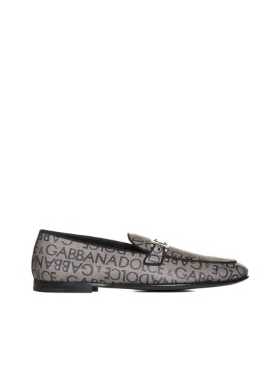 Dolce & Gabbana Logo-plaque Jacquard Loafers In Brown