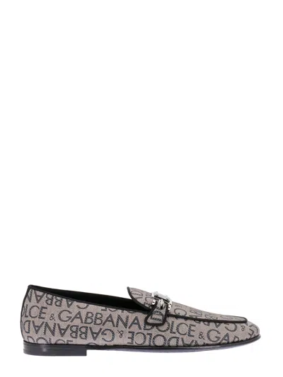 Dolce & Gabbana Logo-plaque Jacquard Loafers In Brown