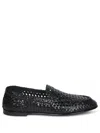 Dolce & Gabbana Intrecciato Moccasins In Black