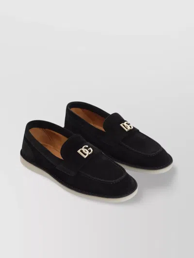 Dolce & Gabbana Loafers Calf Leather Reinforced Heel In Black