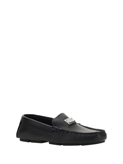 Dolce & Gabbana Slippers With Logo In Black