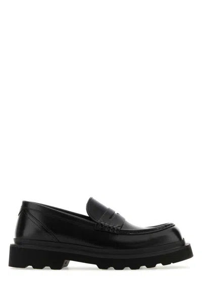 Dolce & Gabbana Brushed Leather Loafers In Black