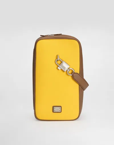 Dolce & Gabbana Lock Canvas And Calfskin Handbag In Multi