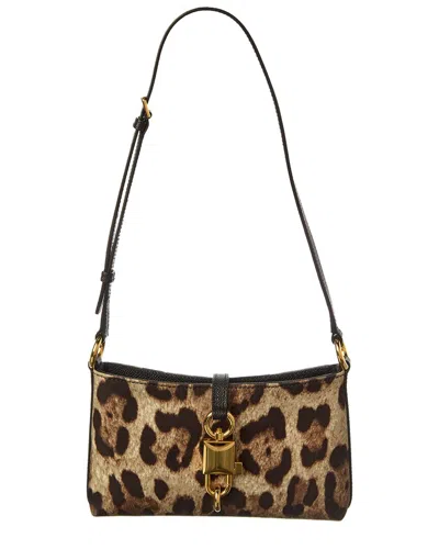 DOLCE & GABBANA DOLCE & GABBANA LOCK CANVAS & LEATHER SHOULDER BAG