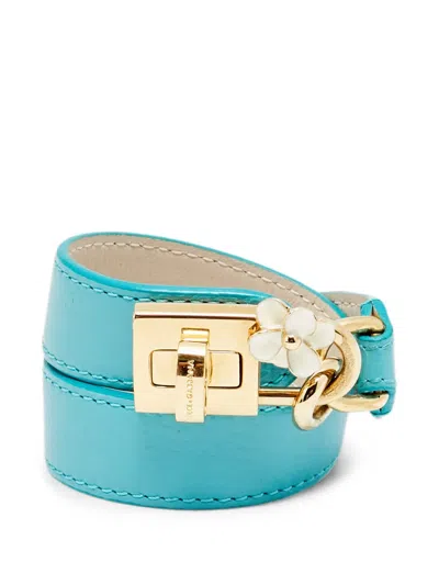 Pre-owned Dolce & Gabbana Lock-motif Wrap Bracelet In Gold