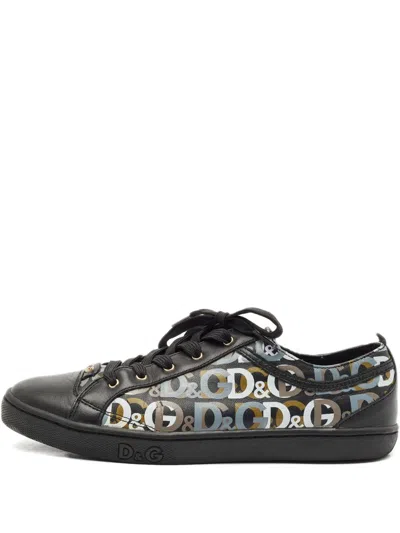 Pre-owned Dolce & Gabbana Log-print Sneakers In Black