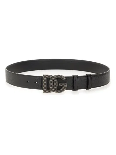 Dolce & Gabbana Loged Belt In Black