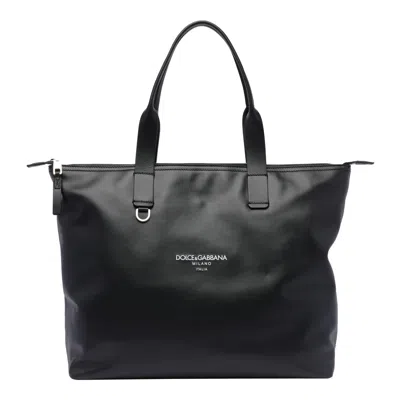 Dolce & Gabbana Logo Adamo Shopping Bag In Black