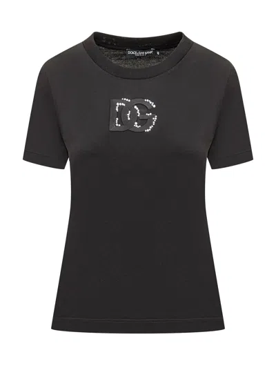 Dolce & Gabbana Logo Applicato T-shirt In Black