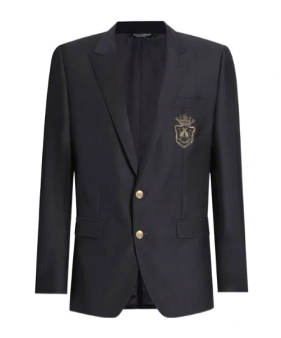 Dolce & Gabbana Logo-appliqué Blazer In Black