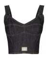 Dolce & Gabbana Cotton Denim Bra Top In Black