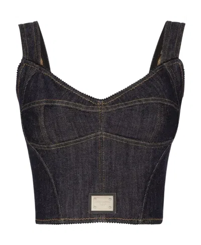 DOLCE & GABBANA DOLCE  GABBANA LOGO PLAQUE CROPPED TOP