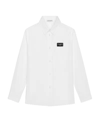 Dolce & Gabbana Kids' Logo-appliqué Cotton Shirt In White