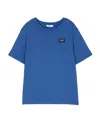 Dolce & Gabbana Pacific Blue Crew Neck Logo  T-shirt In Blue