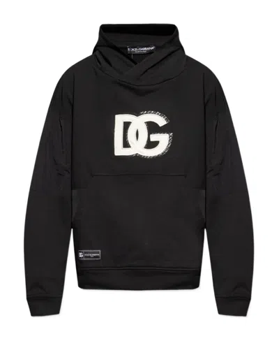 Dolce & Gabbana Logo-appliqué Jersey Hoodie In Black