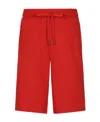 Dolce & Gabbana Bermuda Jogging In Jersey Con Placca Logata In Red