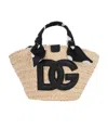 Dolce & Gabbana Woven Handbag With Iconic Logo And Polka Dot Scarf Detail In Nude
