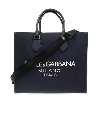 Dolce & Gabbana Logo-appliqué Tote Bag In Black