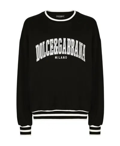Dolce & Gabbana Logo-appliqué Varsity Sweatshirt In Black