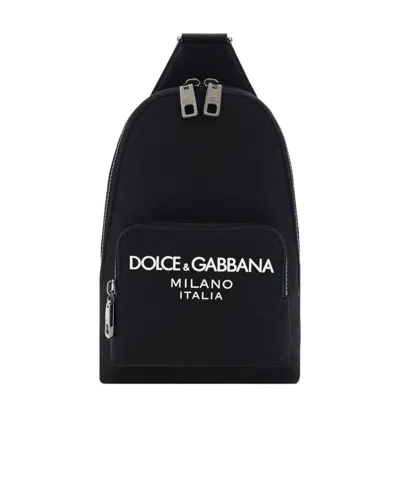 Dolce & Gabbana Logo-appliqué Zipped Backpack In Black