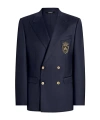 Dolce & Gabbana Men Double-breasted Wool Jacket With Patch In Black