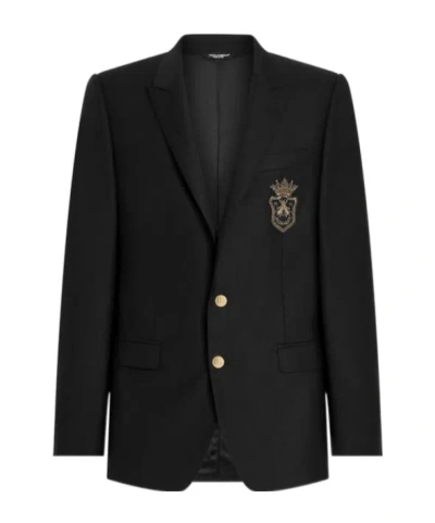DOLCE & GABBANA DOLCE  GABBANA HERALDIC PATCH SINGLE-BREASTED JACKET
