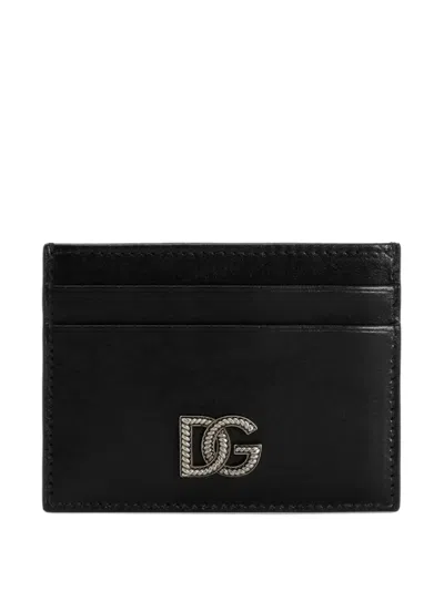 Dolce & Gabbana Men Black Card Holder With Logo Plaque On The Front In Leather Man