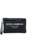 Dolce & Gabbana Logo-appliqué Clutch Bag In Blue