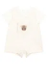 Dolce & Gabbana Logo-appliqué Cotton Romper In Neutrals