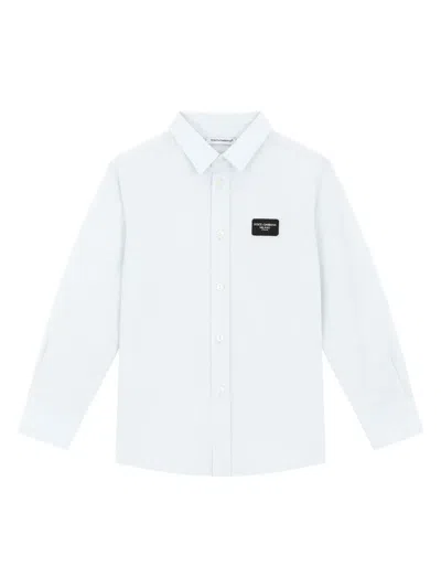 Dolce & Gabbana Kids' Logo-appliqué Cotton Shirt In White