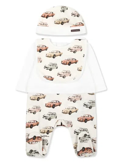 Dolce & Gabbana Babies' Logo-appliqué Cotton Trousers Set In White
