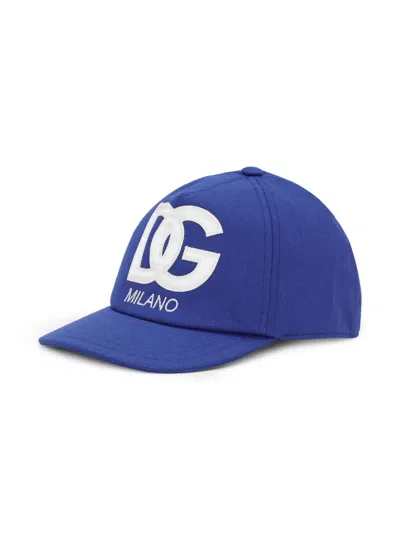Dolce & Gabbana Kids' Logo-appliqué Cotton-twill Baseball Cap In Blue