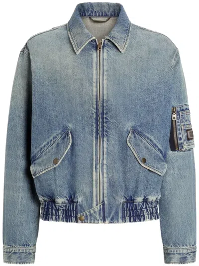 DOLCE & GABBANA LOGO-APPLIQUÉ DENIM JACKET