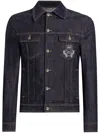 Dolce & Gabbana Dark Blue Jacket With Classic Collar And Contrasting Stitching In Blue