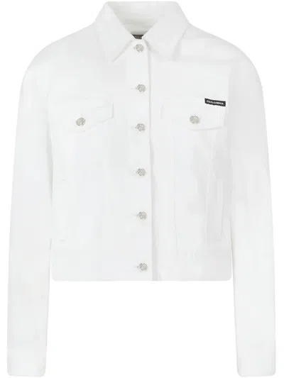 DOLCE & GABBANA LOGO-APPLIQUÉ DENIM JACKET