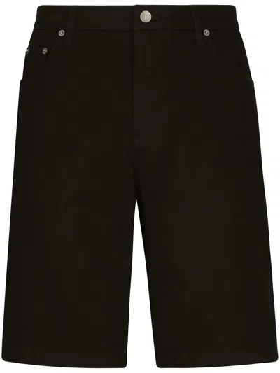 Dolce & Gabbana Black Wash Stretch Denim Shorts In Combined Colour