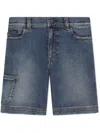 Dolce & Gabbana Blue Logo Patch Denim Shorts In Blue