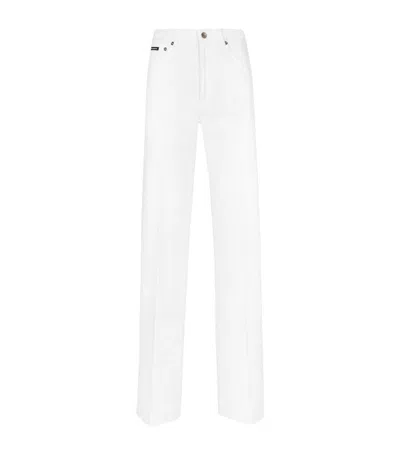 Dolce & Gabbana Flared Denim Trousers In White