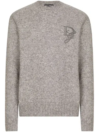 Dolce & Gabbana Pullover Mit Logo-applikation In Grigiochiaro