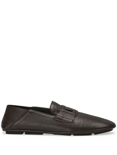 Dolce & Gabbana Dg Driver Leather Loafer In Black