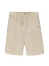 Dolce & Gabbana Logo-appliqué Linen Bermuda Shorts In Neutrals
