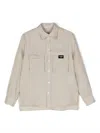 Dolce & Gabbana Logo-patch Linen Shirt In Neutrals