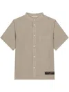 Dolce & Gabbana Logo-appliqué Linen Shirt In Neutrals