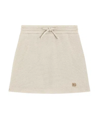 Dolce & Gabbana Logo-appliqué Lurex Skirt In Nude