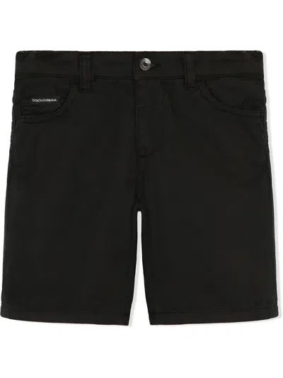 Dolce & Gabbana Kids' Logo-patch Poplin Shorts In Black
