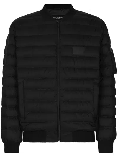 Dolce & Gabbana Padded Band Collar Quilted Jacket In Black