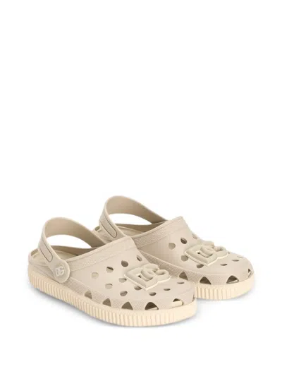 Dolce & Gabbana Kids' Logo Appliqué Sandals In Neutral