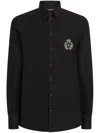 Dolce & Gabbana Cotton Tuxedo Shirt With Heraldic Patch In Black