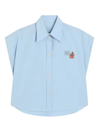 Dolce & Gabbana Kids' Logo-appliqué Shirt In Blue