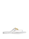Dolce & Gabbana Women White Thong Sandals With Logo Plaque On The Front In Rubber Woman In White
